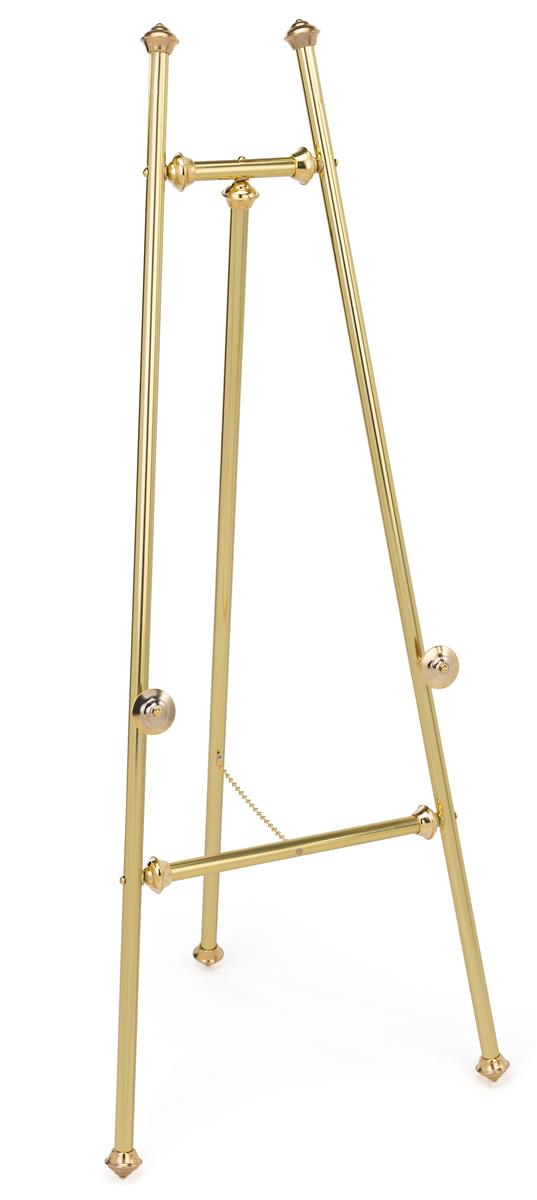 Floor Easel with Fixed Height Sign Supports, 58h Tripod Stand for  Displaying Artwork or Directional Signage - Brass Finish (BRE) 